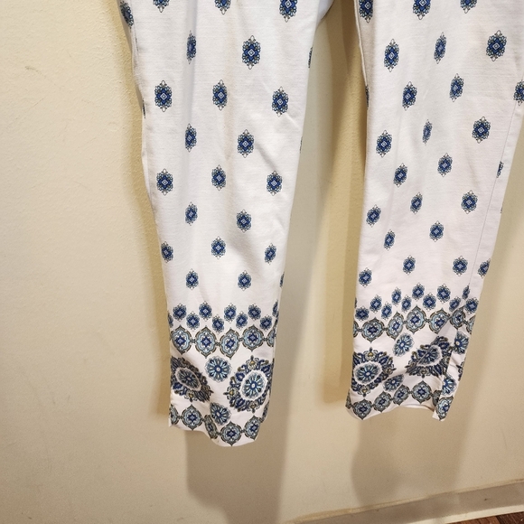 J.Jill Essential white and blue cotton stretch slim pants  size  14 - Picture 5 of 13
